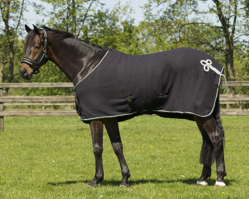 QHP Fleece Decke mit ornament black/silber